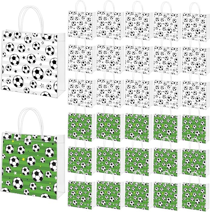 MIMIND 30 Pieces Soccer Gift Bags with Handles PVC Clear 8 x 8 x 3.15 Inch Soccer Goodie Bags Spo... | Amazon (US)