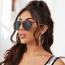 Studded Decor Aviator Sunglasses | SHEIN