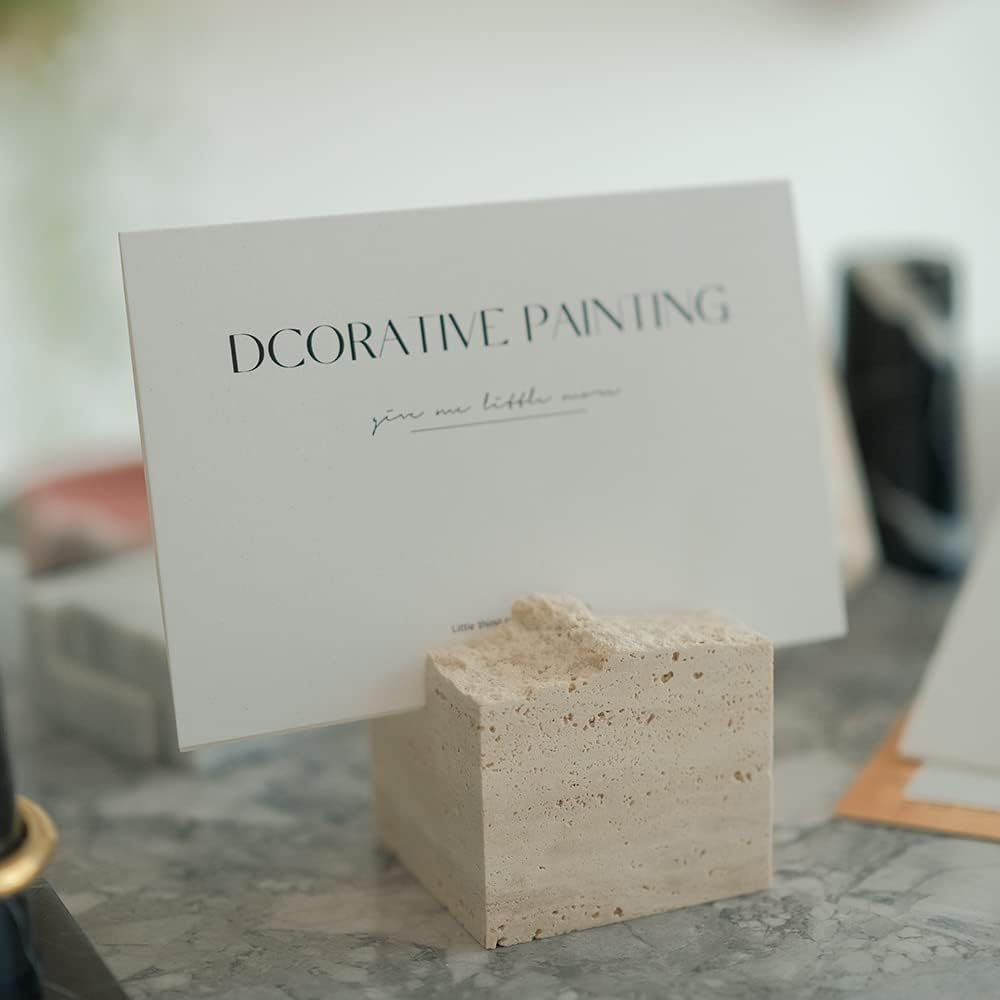 JIMEI True Natural Travertine Stone Place Cards - Handmade Polished Unique Wedding Table Signs - ... | Amazon (US)