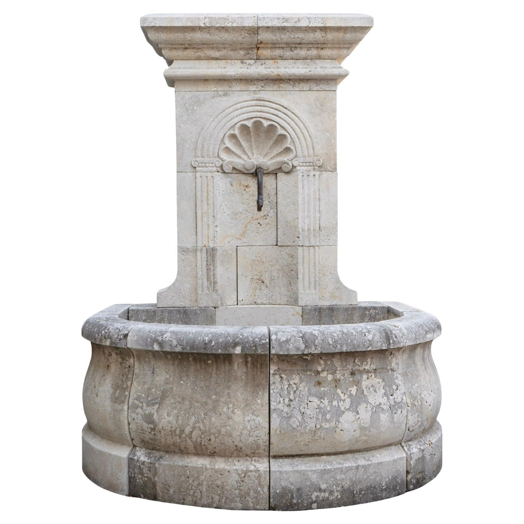 Contemporary French Limestone Wall Fountain | 1stDibs