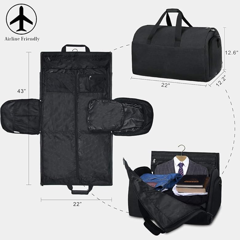 Garment Bags Convertible Suit Travel Bag with Shoes Compartment Waterproof Large Carry on Duffel Bag | Amazon (US)