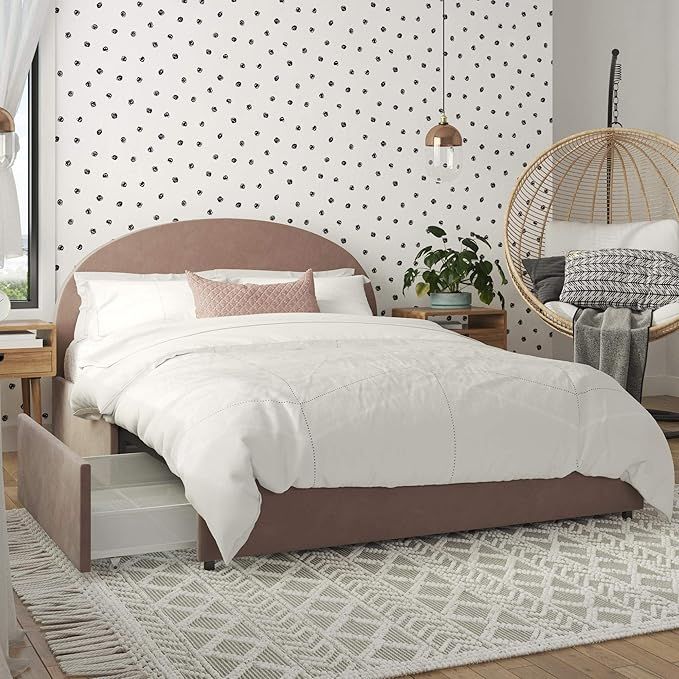 Mr. Kate Moon Upholstered Bed with Storage, Queen Size Frame, Blush Velvet | Amazon (US)