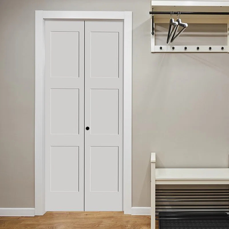 Primed 3 Equal Panel Shaker Bi-Fold Door | Wayfair North America