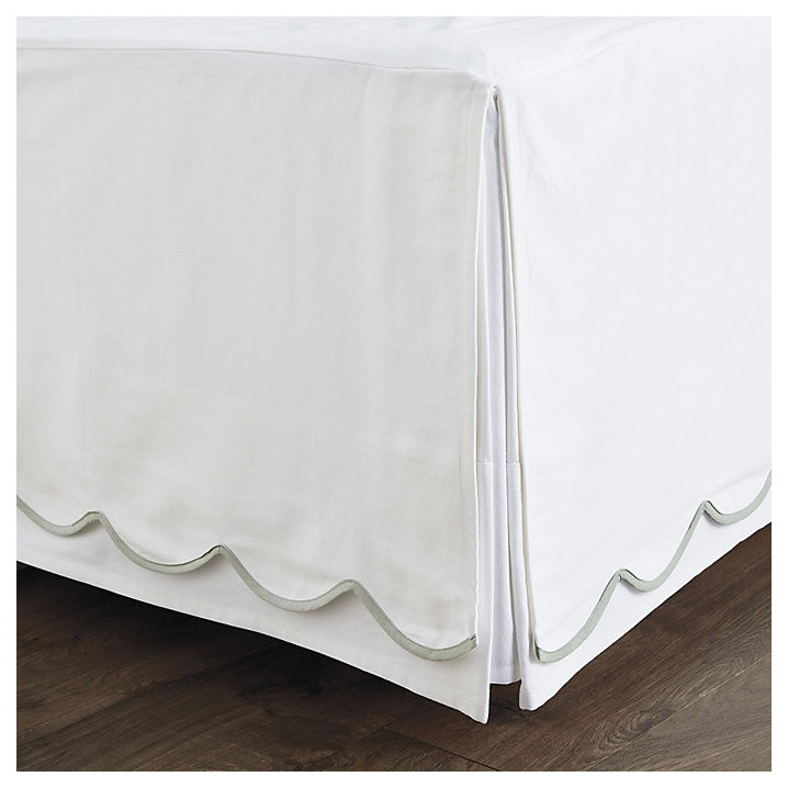 Emma Scalloped Bedskirt & Corner Pleats in 100% Cotton Twill with 15' Drop | Ballard Designs, Inc.