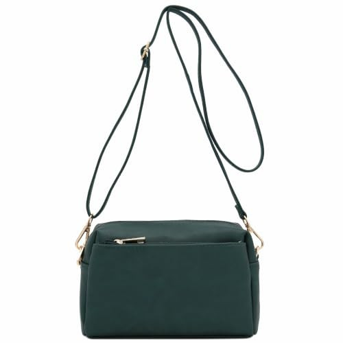 FashionPuzzle Triple Zip Small Crossbody Bag (Hunter Green) | Amazon (US)