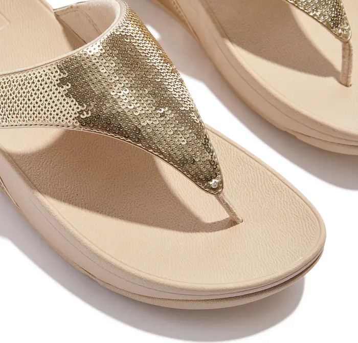 FitFlop Lulu Sequin Flip Flop in Platino at Nordstrom, Size 8 | Nordstrom