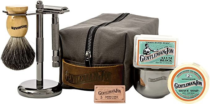 Gentleman Jon Deluxe Wet Shave Kit | Includes 8 Items: Safety Razor, Badger Hair Brush, Shave Sta... | Amazon (US)
