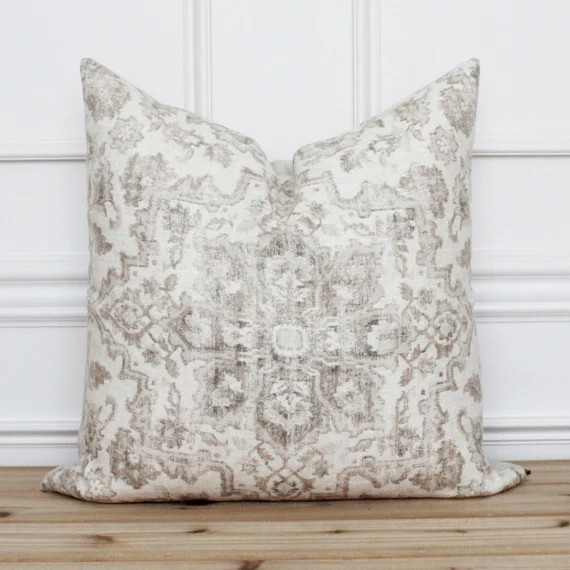 Neutral Antique Pillow Cover • Medallion Pillow Cover • Modern Pillow Cover • Lumbar Pillow... | Etsy (US)
