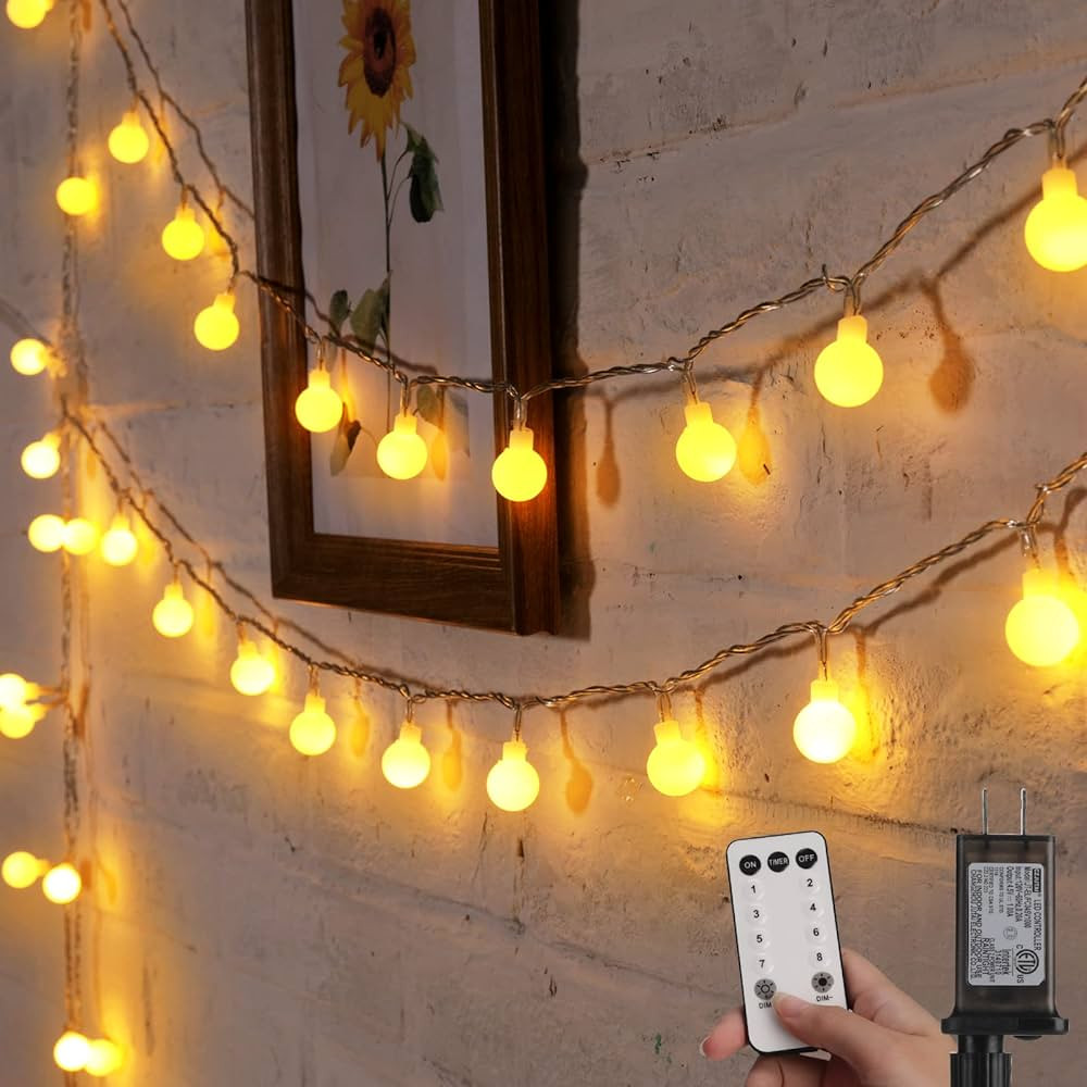 Minetom Globe String Lights, 33 Feet 100 Led Fairy Lights Plug in, 8 Modes with Remote Mini Globe... | Amazon (US)