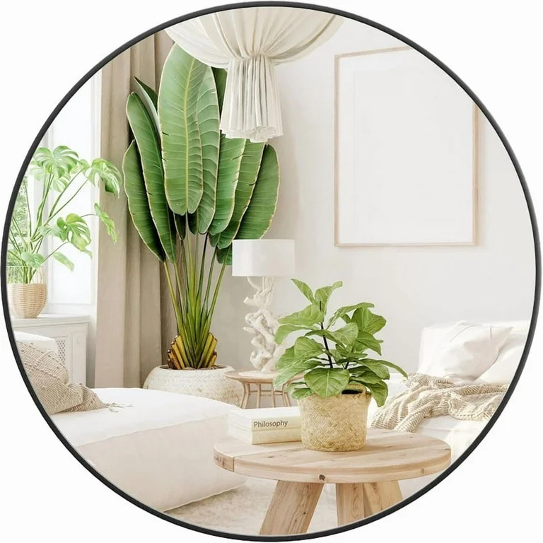 Simenmax Round Wall Mirror 24 Inch, Bathroom Mirrors for Over Sink, Circle Mirror for Bathroom, E... | Walmart (US)