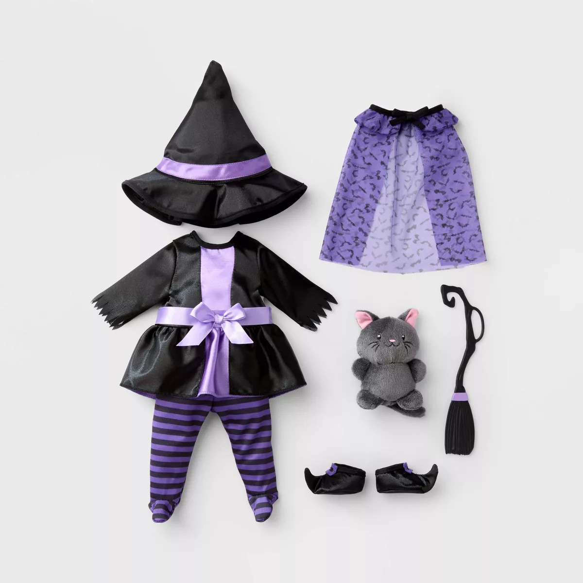 14" Baby Doll Halloween Witch Outfit - Gigglescape™: Fantasy Polyester Costume, 8-Piece Set | Target
