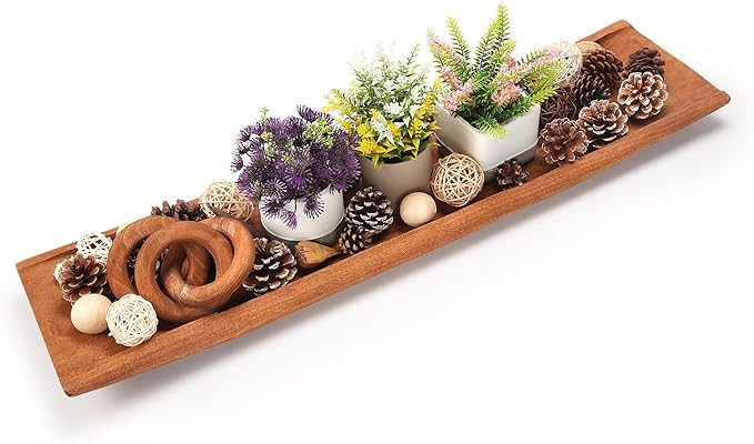 Athaliah Wood Dough Bowl, 31.5 Inchs Natural Solid Wooden Dough Bowls, Rustic Long Wooden Bread B... | Amazon (US)