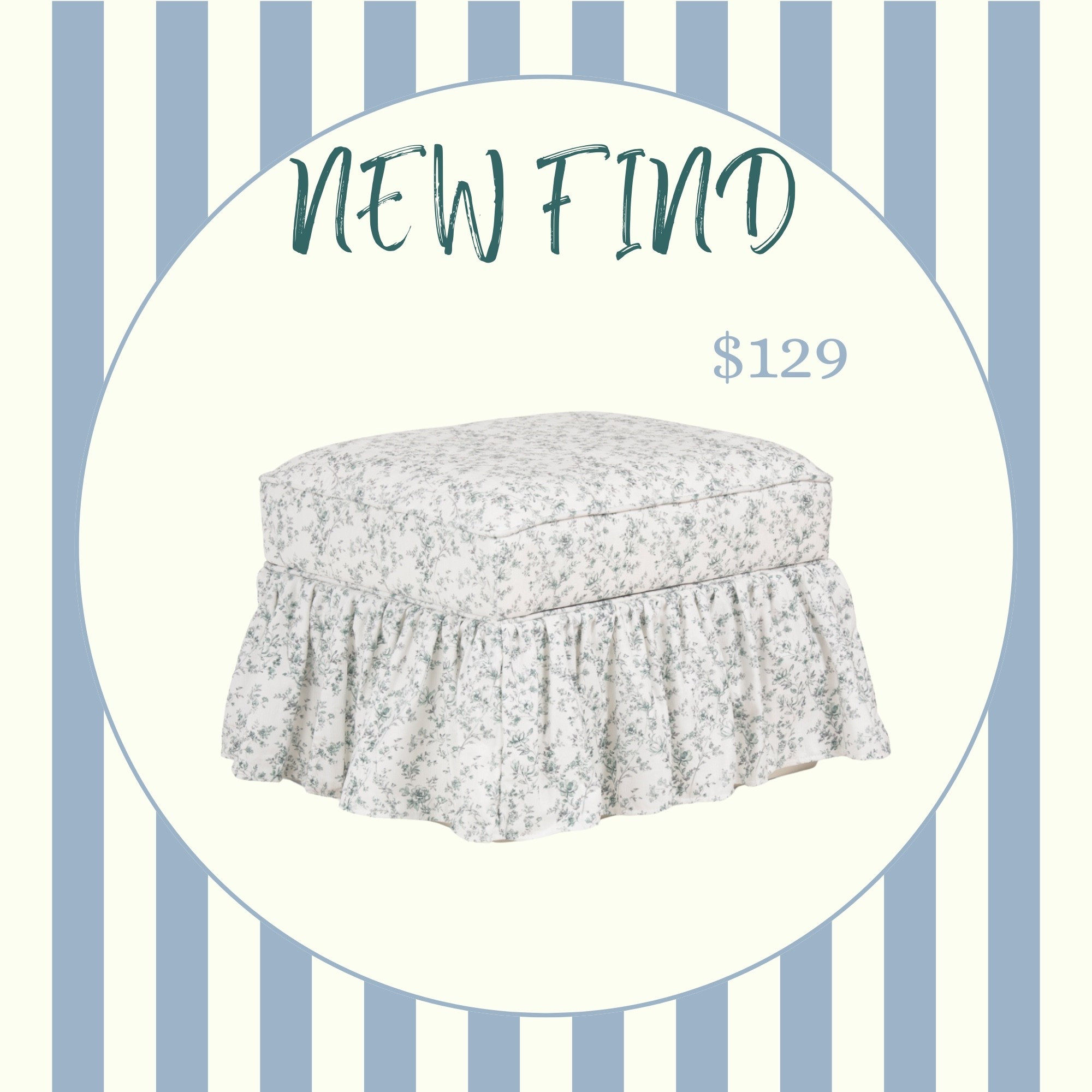Ruffle skirted floral ottoman only $139! Designer lookalike ottoman 
Ottoman, skirted ottoman, custom ottoman