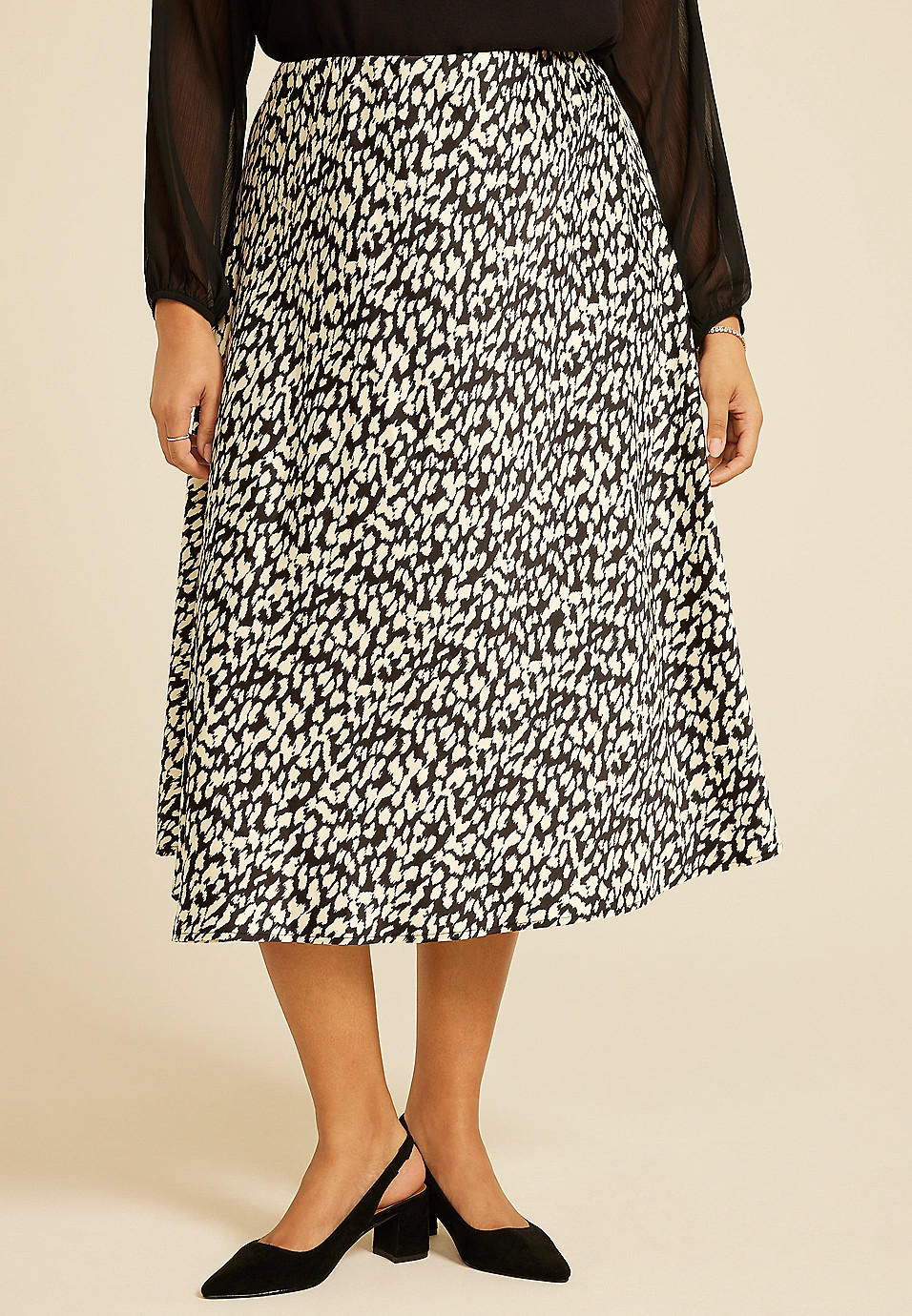 Plus Size Satin High Rise Midi Skirt | Maurices