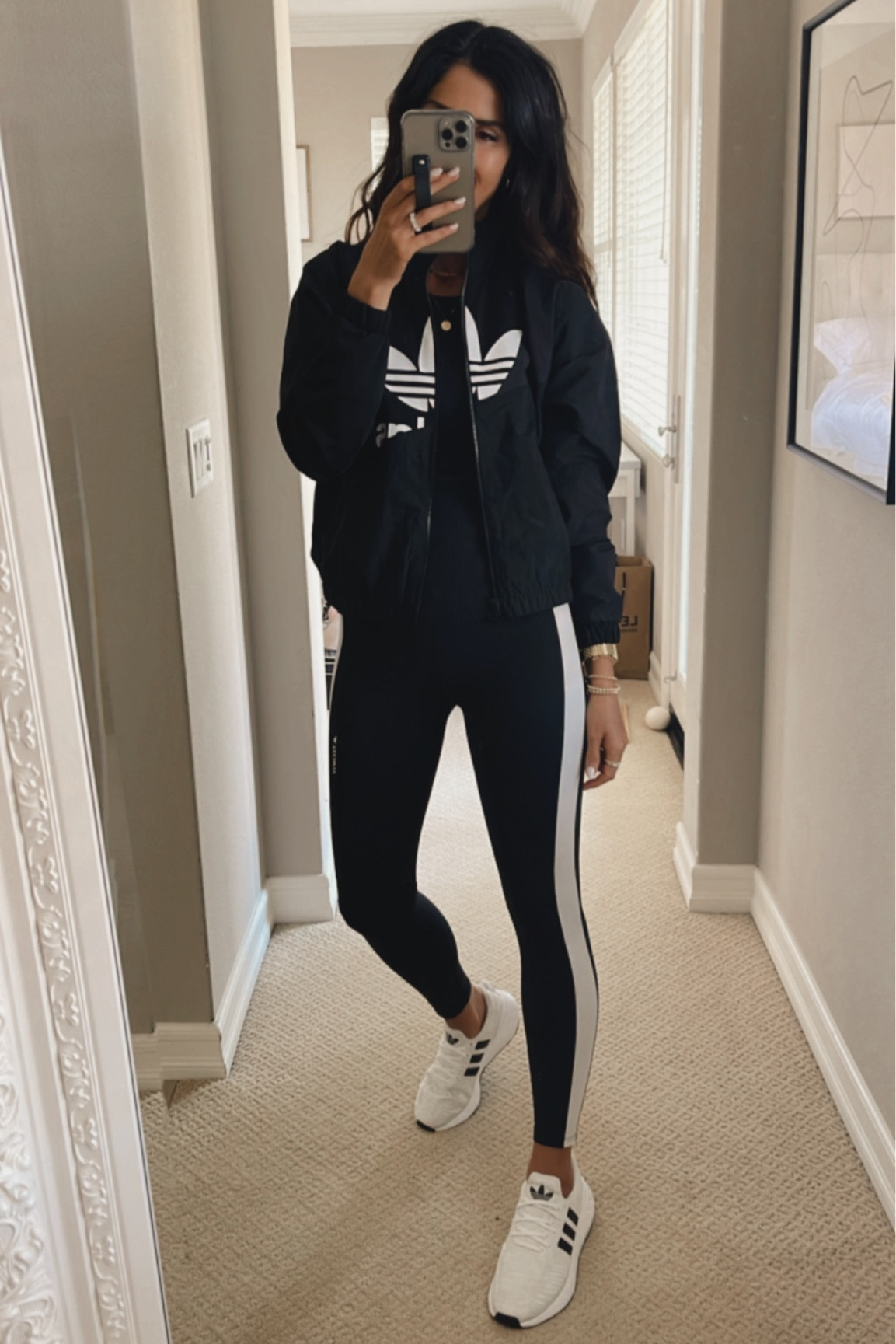 Adidas style, athleisure, leggings, jacket, sneakers are kid sizes** converted to womens sizing, StylinByAylin 

#LTKstyletip #LTKfit #LTKunder100