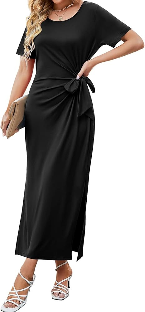 OFEEFAN Women's Winter Dresses Long Sleeve Dress with Pockets Buttons Side | Amazon (US)