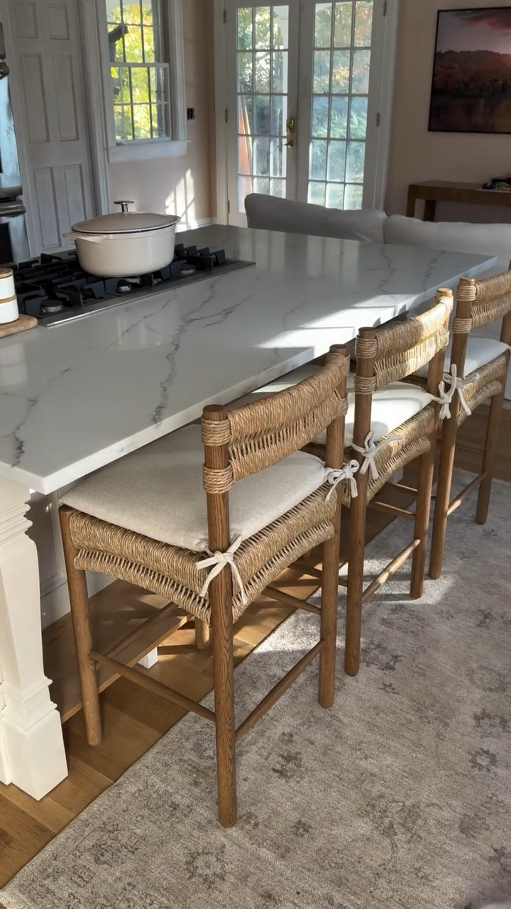 It’s starting to feel like a kitchen! 🙌🏼

The perfect counter stools make such an impact in a kitchen, and these handwoven rush stools from @hatihome are not just beautifully made but so comfortable! 

Comment “shop” for the link and get them during their biggest sale of the year happening right now! 🪑