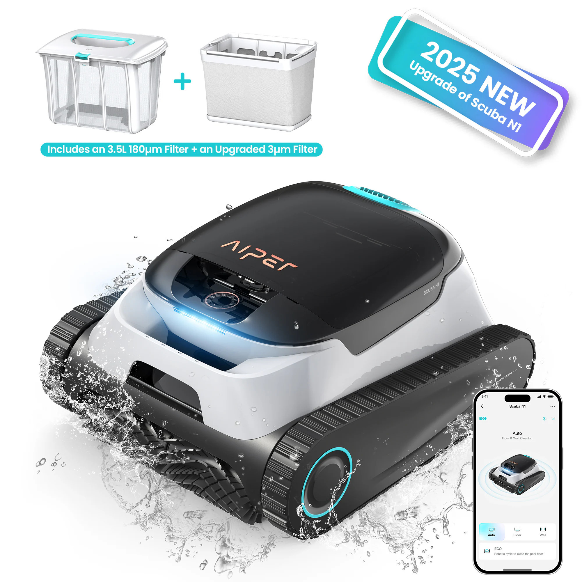 Aiper Cordless 6.1-in Robotic Pool Vacuum one_size | SCUBA N1 PLUS | Lowe's