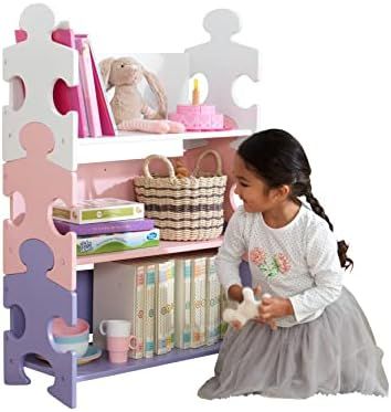 KidKraft Wooden Puzzle Piece Bookcase with Three Shelves - Pastel, Gift for Ages 3+ | Amazon (US)