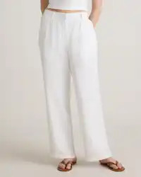 100% European Linen Pleated Trouser in White | Quince