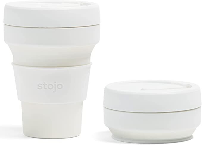 Stojo Collapsible Travel Cup - Quartz White, 12oz / 355ml - Leak-Proof Reusable To-Go Pocket Size... | Amazon (US)