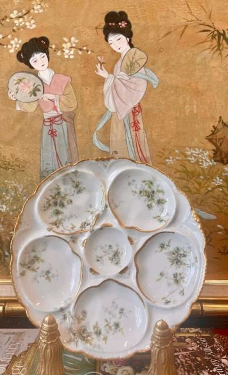 Haviland Limoges Floral 5 Well Porcelain Gold Trim Oyster Plate | Etsy (US)