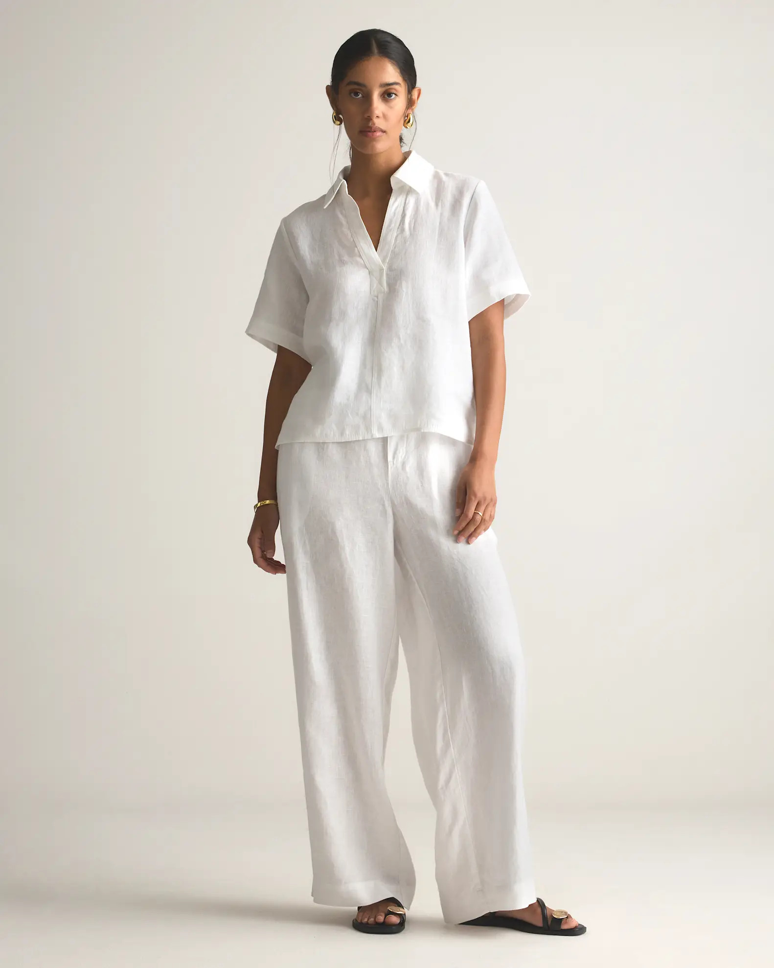 100% European Linen Short Sleeve Popover Top | Quince