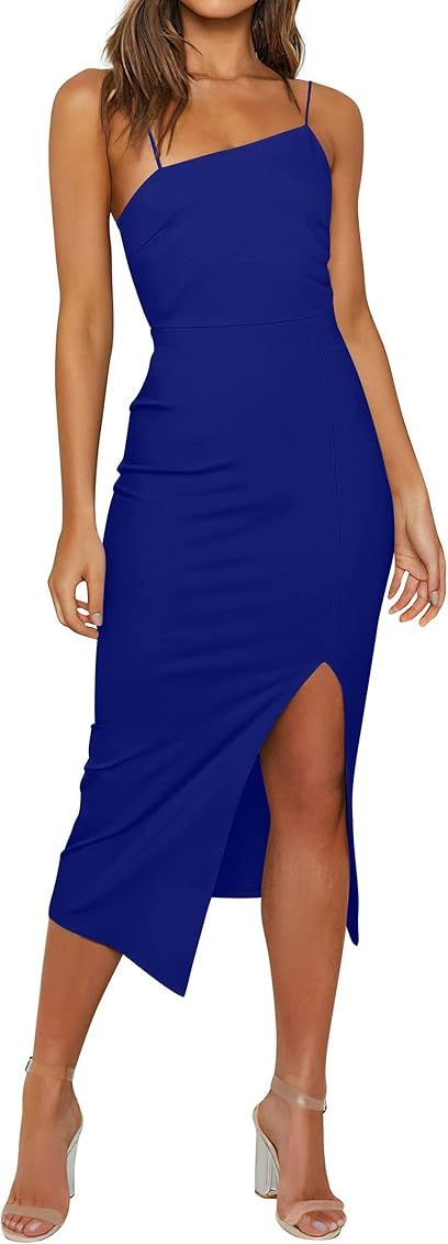 PRETTYGARDEN Women Summer Dresses 2023 Sexy Spaghetti Strap Split Hem Sleeveless Zipper Prom Cock... | Amazon (US)