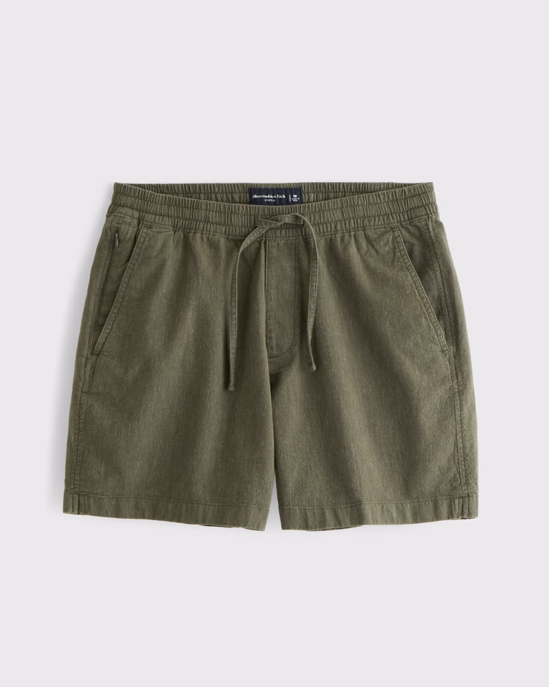 Men's Linen-Blend Pull-On Short | Men's Bottoms | Abercrombie.com | Abercrombie & Fitch (US)