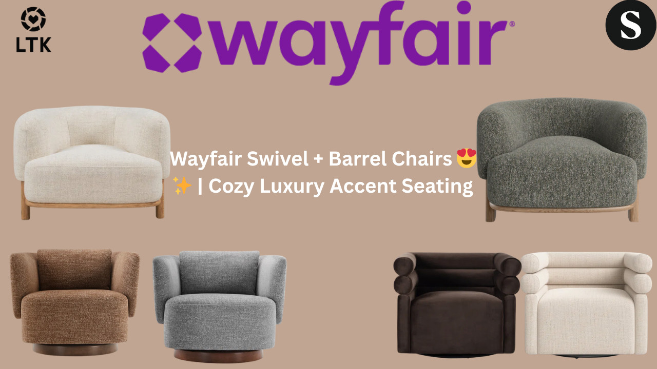 Wayfair Swivel + Barrel Chairs 😍✨ | Cozy Luxury Accent Seating


If you love furniture that feels soft, warm, and effortlessly luxurious 😍✨ these Wayfair accent chairs are the perfect statement pieces for your home.
Featuring barrel silhouettes, swivel functionality, tweed textures, cozy upholstery, and earthy neutral tones, these chairs instantly elevate your living room, office, bedroom, or reading nook.
Whether you love cream cozy aesthetics, rich cocoa tones, or earthy green statement seating, this collection blends comfort with timeless designer-inspired style.
✨ Cozy seating that makes your space feel polished and inviting.


✨ Shop these accent chairs + my home favorites



🛍 ShopMy https://shopmy.us/shop/collections/5272412



🛍 LTK 



🏡 Wayfair Storefront https://creatorsold.io/wayfair/joycemichelleofficial



🛒 Walmart Storefront https://walmrt.us/4dHRbHQ



💬 Comment “COZY” if you love a warm luxury home aesthetic 😍✨
👍 Like + Follow for more Over 50 & Chic home décor finds


#WayfairFinds #SwivelChair #AccentChair #BarrelChair #LivingRoomDecor #HomeDecor #InteriorInspo #ModernHome #LuxuryForLess #CozyHome #ChairGoals #Over50AndChic #AffordableHomeDecor #HomeStyling #FurnitureFinds


Wayfair swivel and barrel accent chair luxury decor ideas, Moris upholstered barrel chair cream green review, Morello swivel armchair camel tweed light grey tweed styling, Arve swivel armchair cocoa cotton blend cream polyester review, cozy luxury accent chairs for living room bedroom office, affordable luxury seating Wayfair furniture finds, swivel lounge chair designer inspired home decor, tweed accent chair modern warm neutral interiors, cream barrel chair cozy aesthetic living room inspiration, Wayfair furniture trending accent chairs 2026, earthy green accent chair statement furniture styling, modern swivel chair comfortable reading nook seating, designer look for less accent seating inspiration, warm modern home decor furniture aesthetic, Wayfair storefront accent chair collection 

 #LTKdayinmylife #LTKOver40 #LTKHome