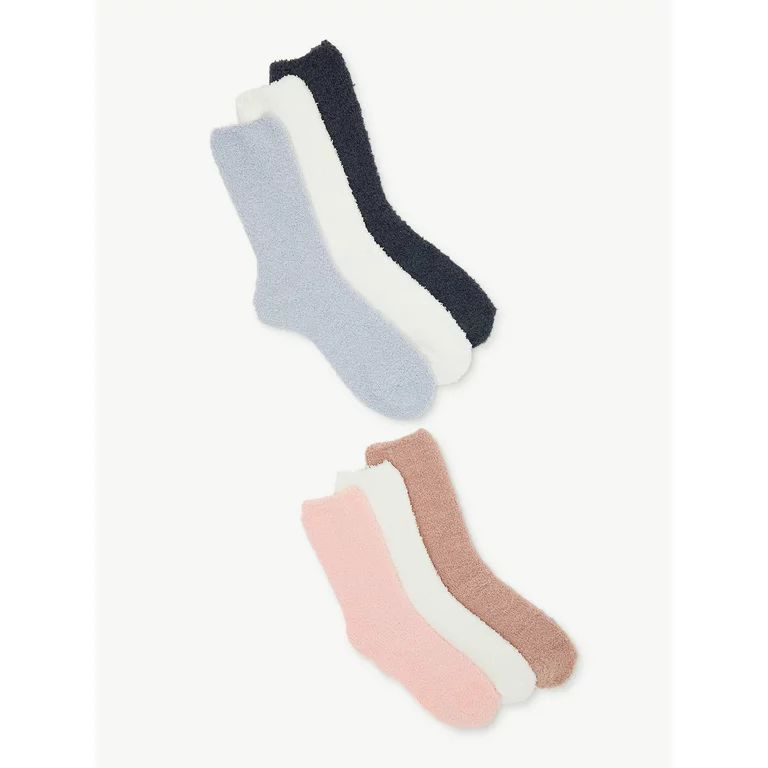 Joyspun Women's Crew Cozy Socks, 6-Pack, Size 4-10 - Walmart.com | Walmart (US)