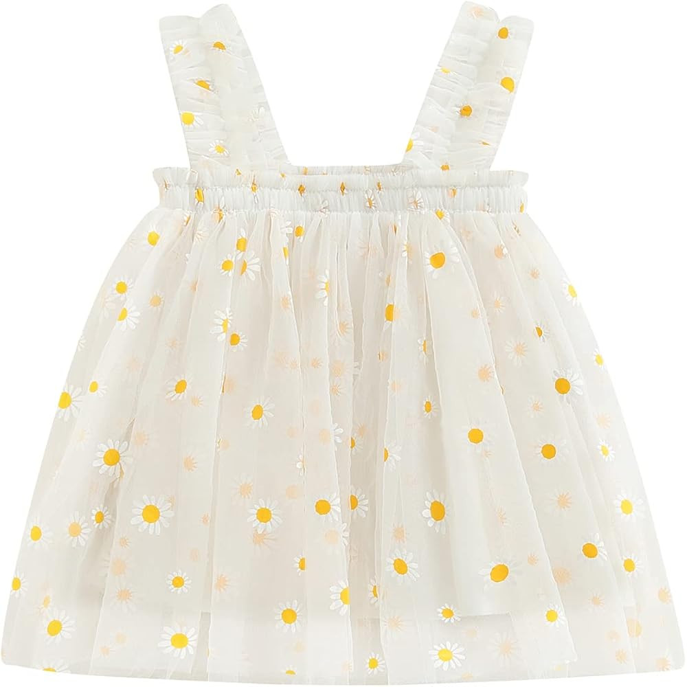 Newborn Infant Baby Girls Summer Sling Dress Sleeveless Little Kids Toddler Daisy Tulle Princess ... | Amazon (US)