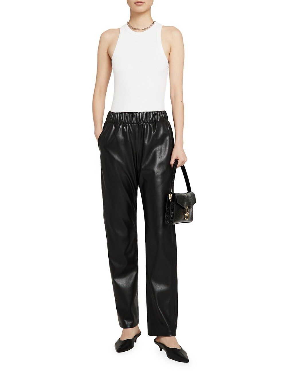 ANINE BING Colton Faux Leather Track Pants | Saks Fifth Avenue