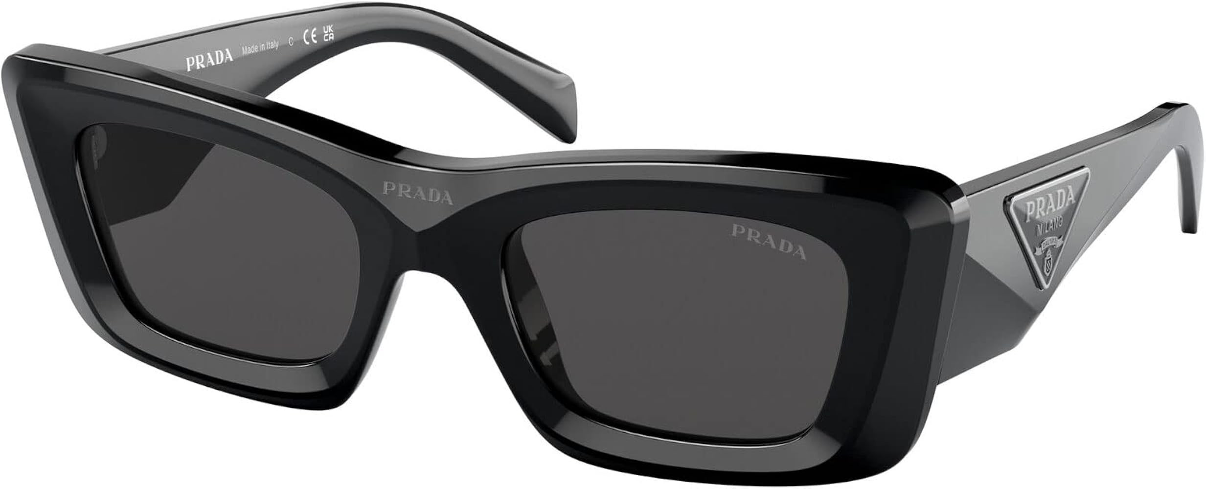 Prada PR 13ZS 1AB5S0 Black Plastic Cat-Eye Sunglasses Grey Lens | Amazon (US)