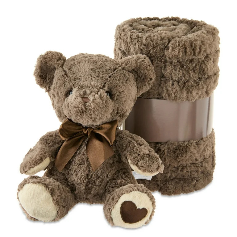 Bear Plush with Throw Blanket, Gray, 50" x 60", Valentine's Day by Way To Celebrate | Walmart (US)