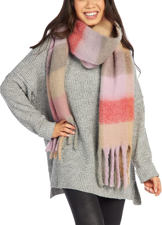 Mud Pie womens Bright Check Womens Scarf | Amazon (US)