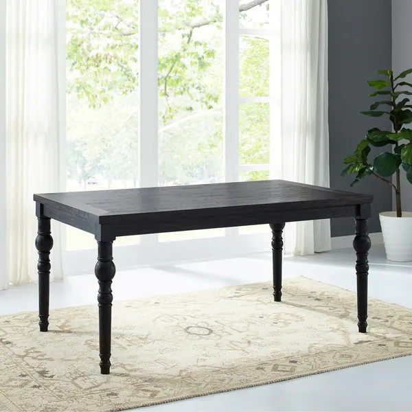 Roundhill Furniture Leviton Urban Style Wood Dark Wash Turned-Leg Dining Table | Bed Bath & Beyond