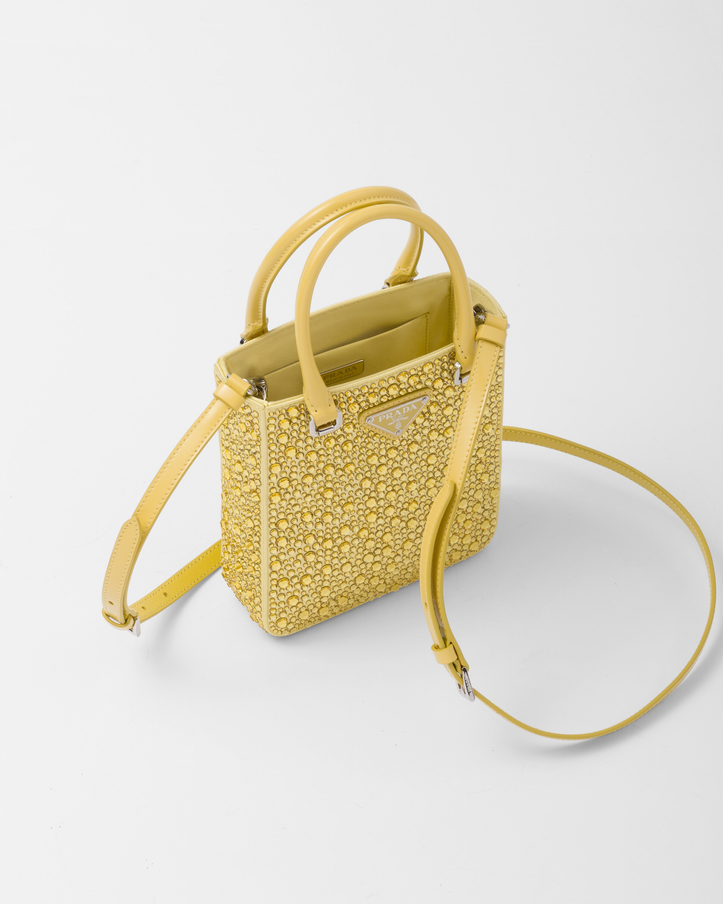 Small satin tote bag with crystals | Prada Spa US