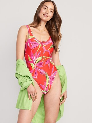 Half-Zip One-Piece Swimsuit for Women | Old Navy (US)