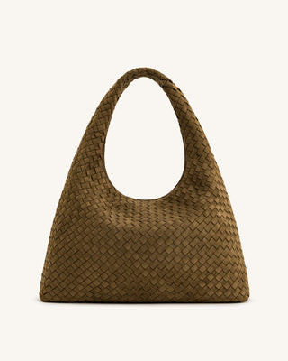 JW PEI Laura Faux Suede Woven Shoulder Bag - Olive Green - Laura Faux Suede Woven Shoulder Bag - Olive Green | Shop.com