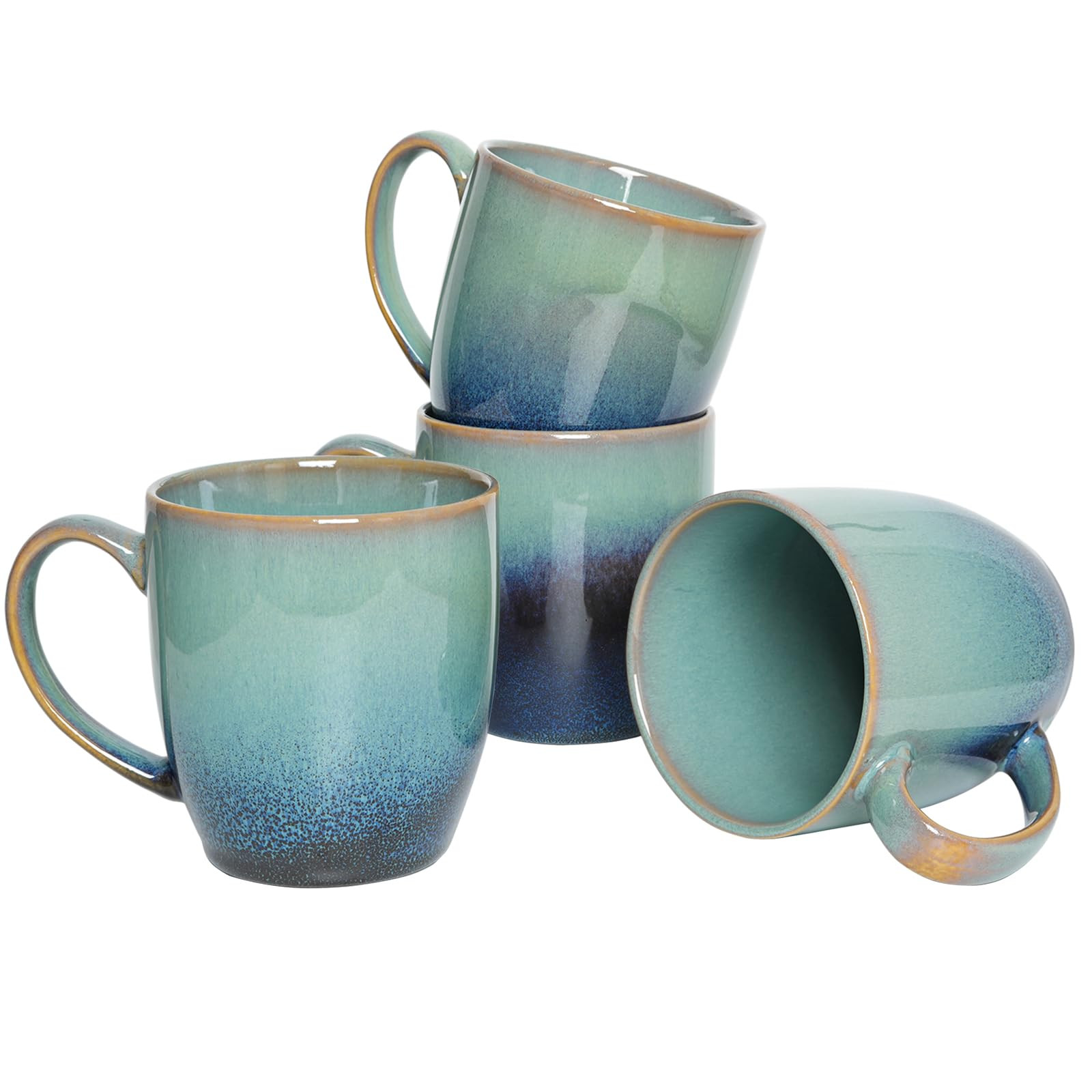 Bosmarlin Ceramic Coffee Mug Set of 4, 17 Oz, Coffee Cups with Big Handle, Microwave Safe, Unique... | Amazon (US)