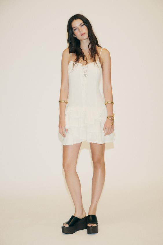 RUFFLED CHIFFON SHORT DRESS | Zara US