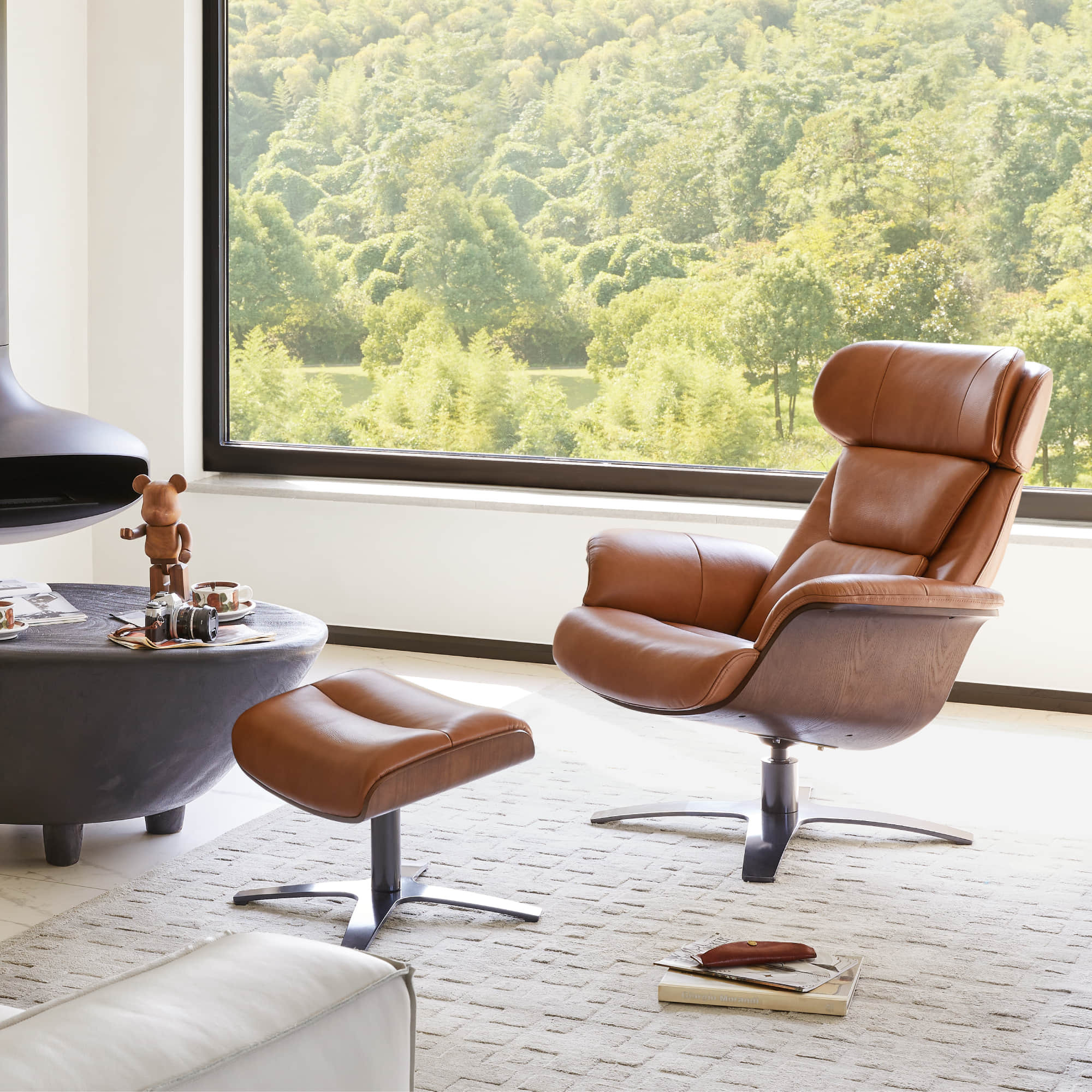 CHITA® Elvin Reclining Swivel Chair With Ottoman -chitaliving.com | Chita