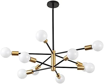 Modern Sputnik Chandelier,KAISITE Black and Gold Chandelier,Mid Century Pendant Light LED Pendant... | Amazon (US)