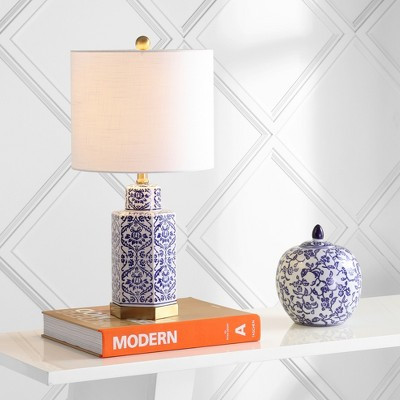 JONATHAN Y Diana 23.5" Ginger Jar Ceramic/Metal LED Table Lamp, Blue/White | Target