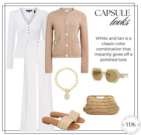 A combination of white and tan outfit creates a fresh and sophisticated look with a touch of natural elegance. 

The crisp of white and the warmth of tan complement each other beautifully. #LTKstyletip #LTKover40

#LTKSeasonal