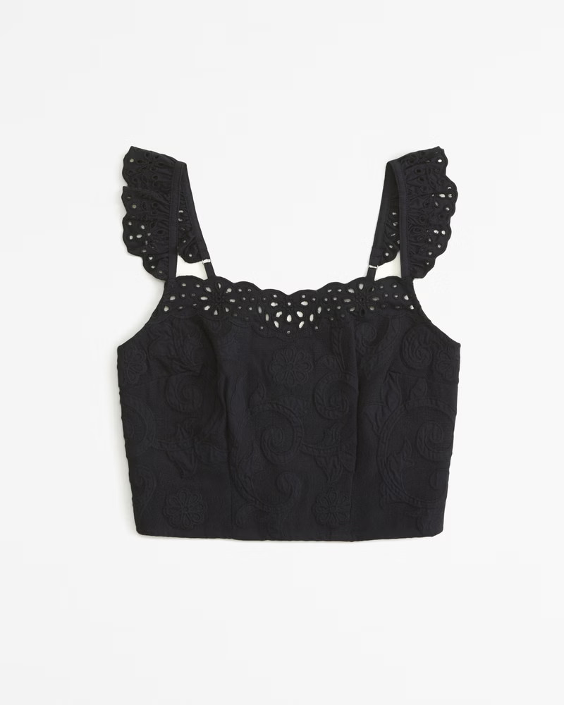 Women's Ruffle Strap Eyelet Set Top | Women's Tops | Abercrombie.com | Abercrombie & Fitch (US)