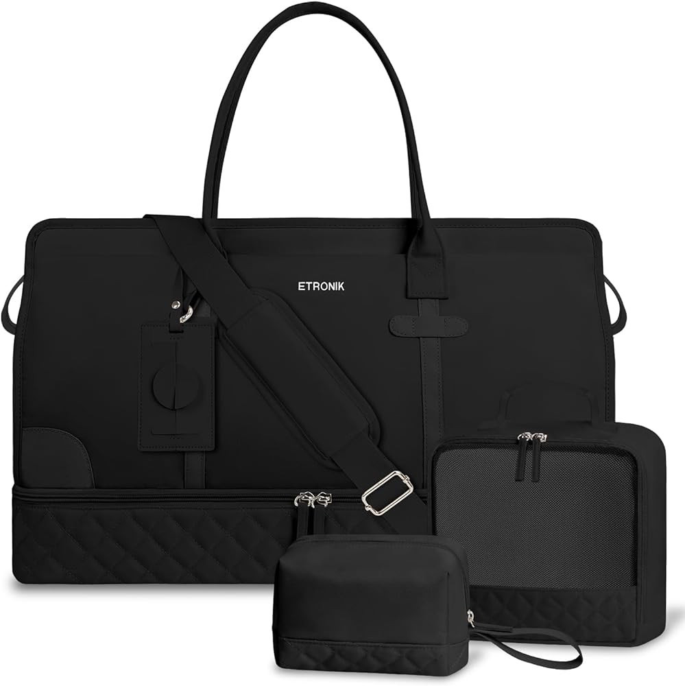 ETRONIK Weekender Overnight Bag for Women, Large Travel Duffle Bag with Shoe Compartment & Wet Po... | Amazon (US)