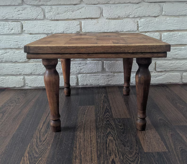 Vintage Style Coffee Table Vintage Footstool Carved Wood Brown Bench Antique Bench Antique Foot S... | Etsy (US)