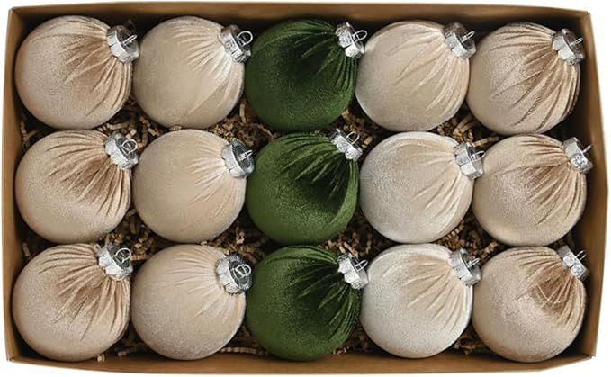 15 Pcs Velvet Christmas Balls Bulk Flocked Christmas Tree Ball Ornaments Christmas Tree Decoratio... | Amazon (US)